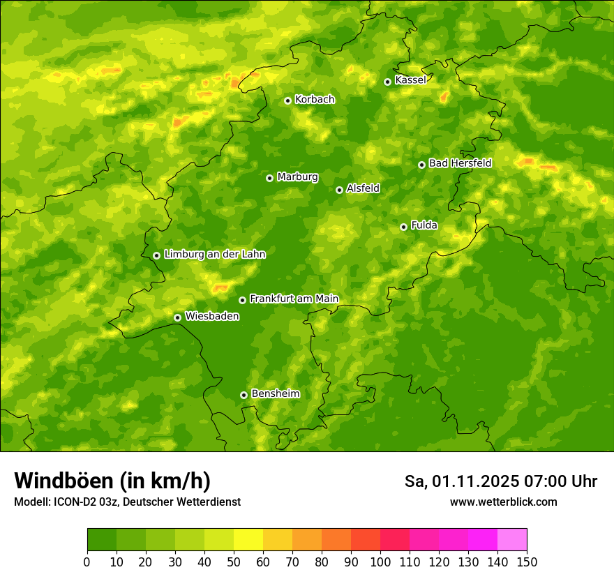 Modellkarten Windgeschwindigkeit