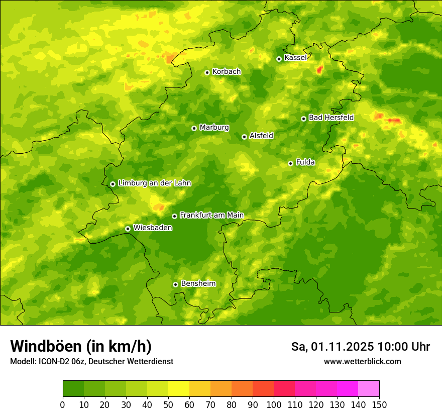 Modellkarten Windgeschwindigkeit