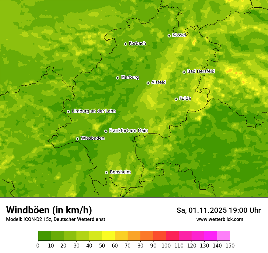 Modellkarten Windgeschwindigkeit