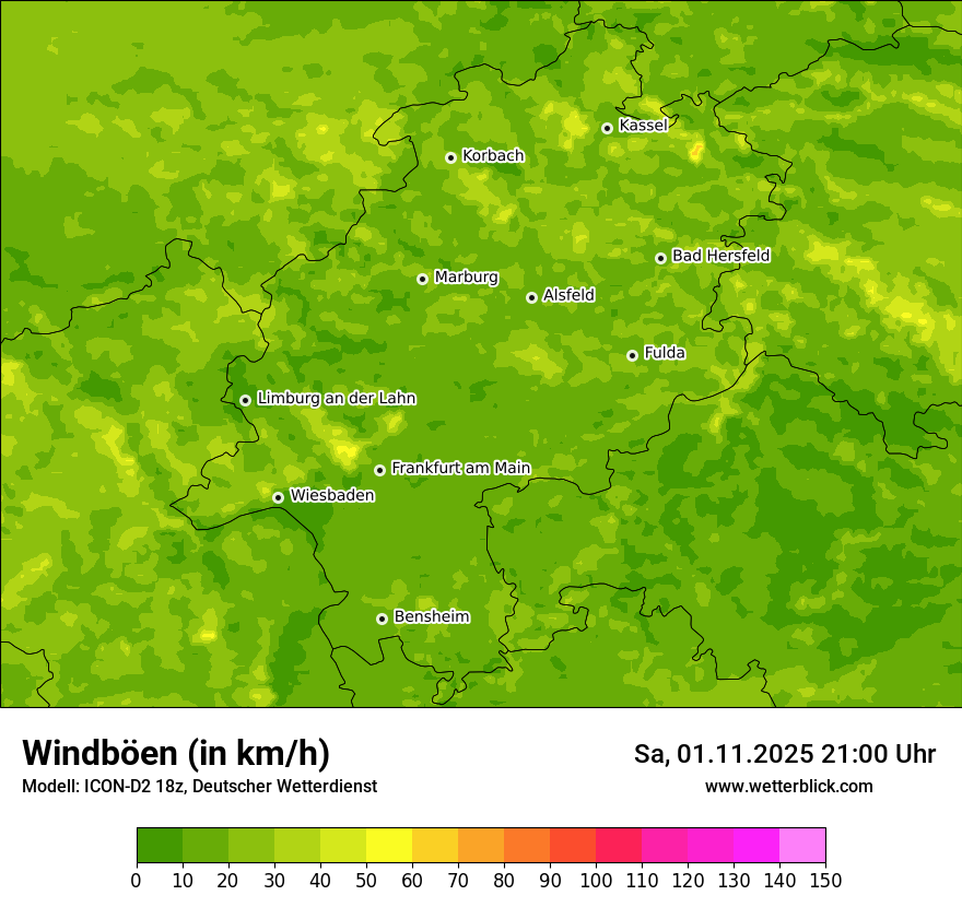 Modellkarten Windgeschwindigkeit