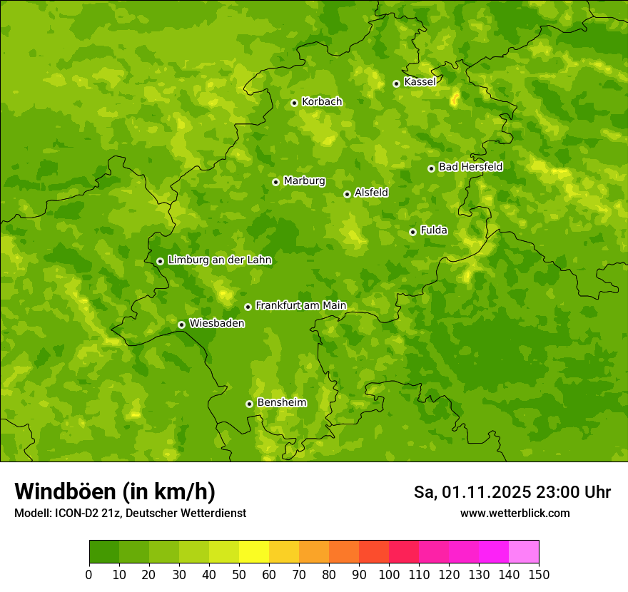 Modellkarten Windgeschwindigkeit