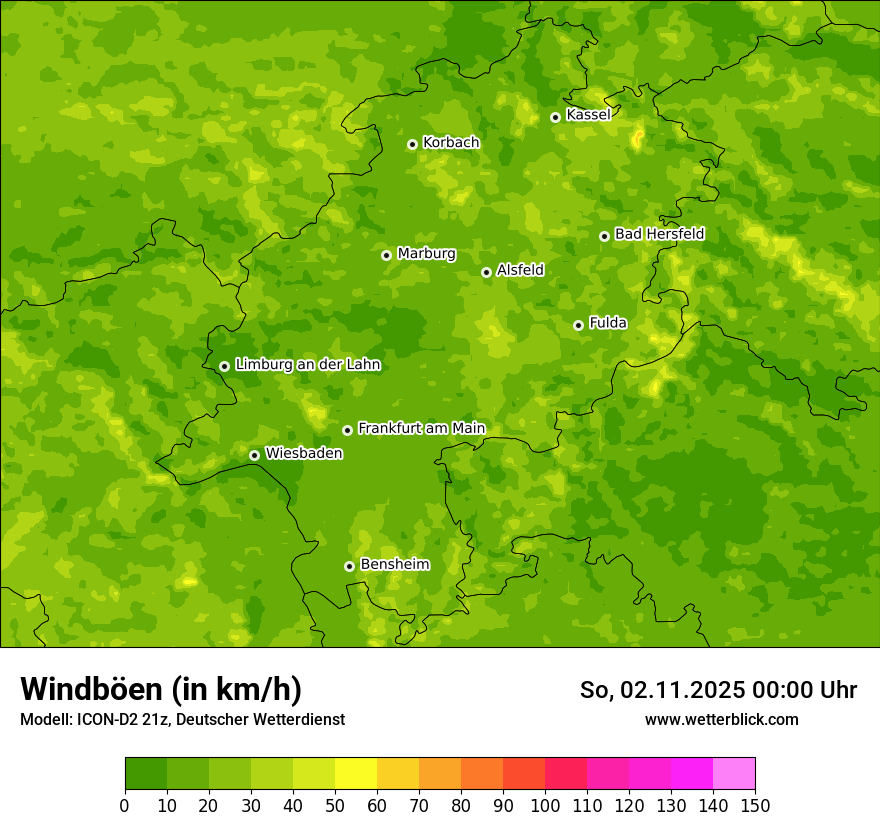 Modellkarten Windgeschwindigkeit