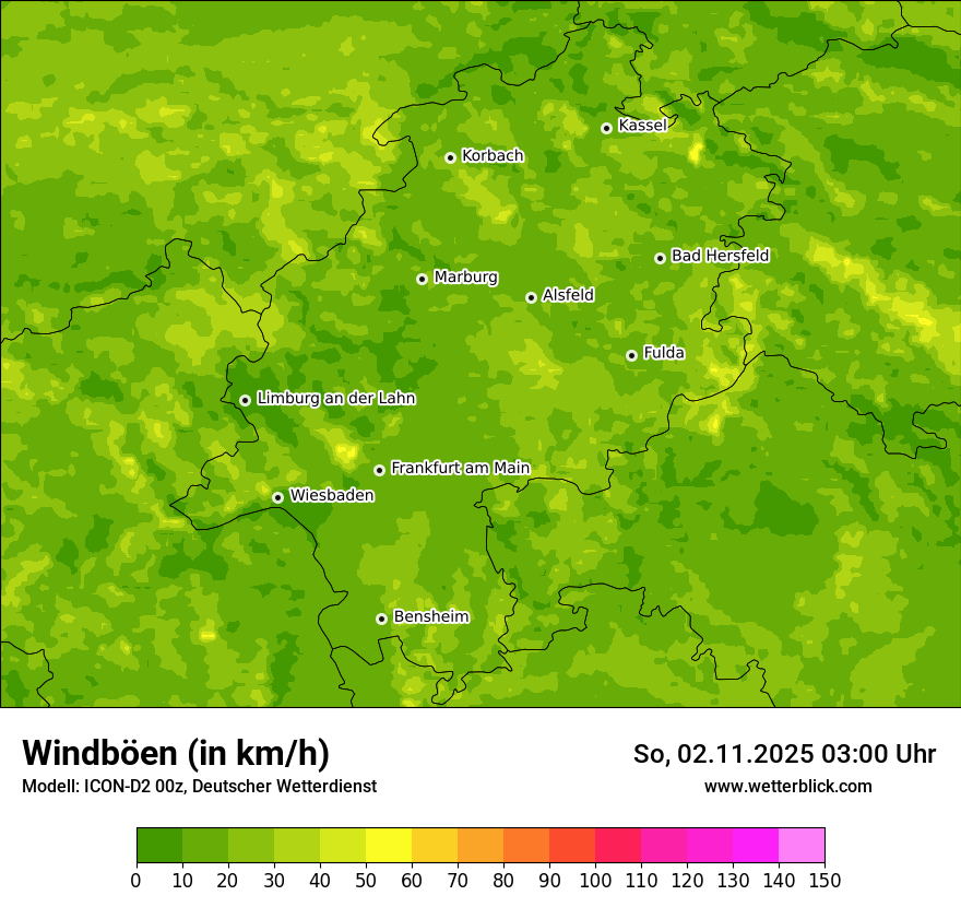 Modellkarten Windgeschwindigkeit