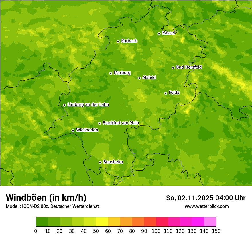 Modellkarten Windgeschwindigkeit