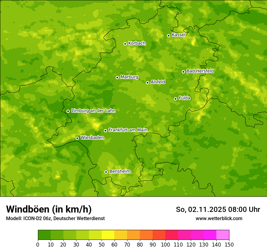 Modellkarten Windgeschwindigkeit