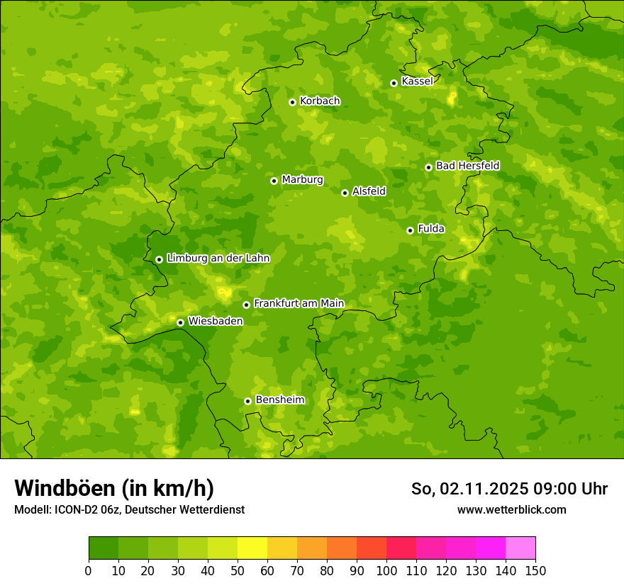 Modellkarten Windgeschwindigkeit