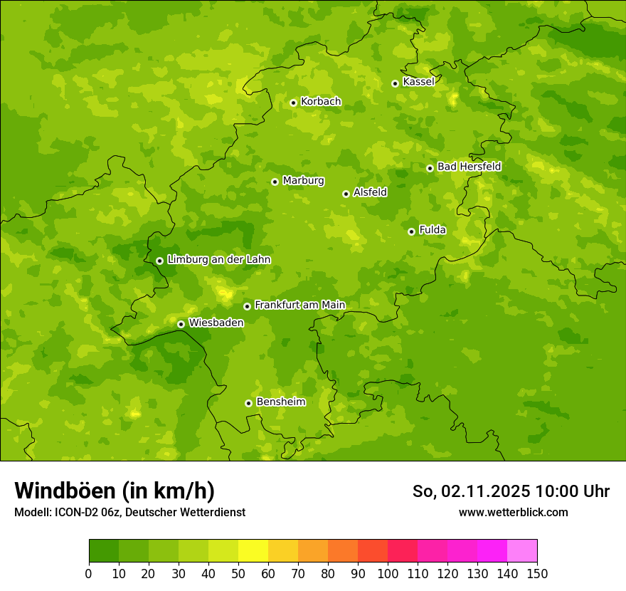 Modellkarten Windgeschwindigkeit