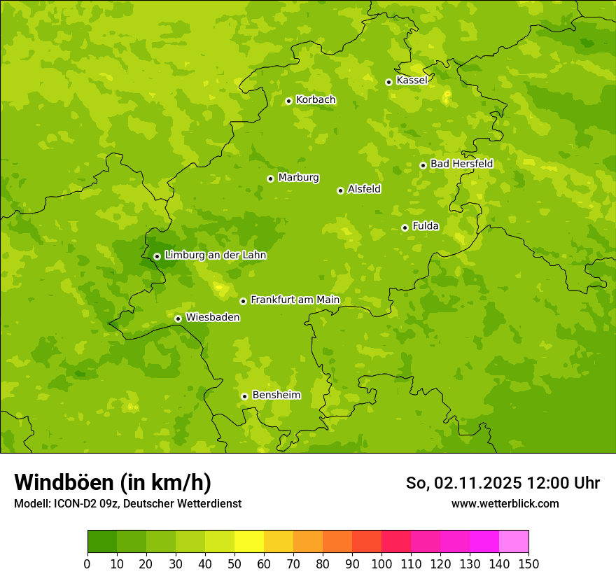 Modellkarten Windgeschwindigkeit