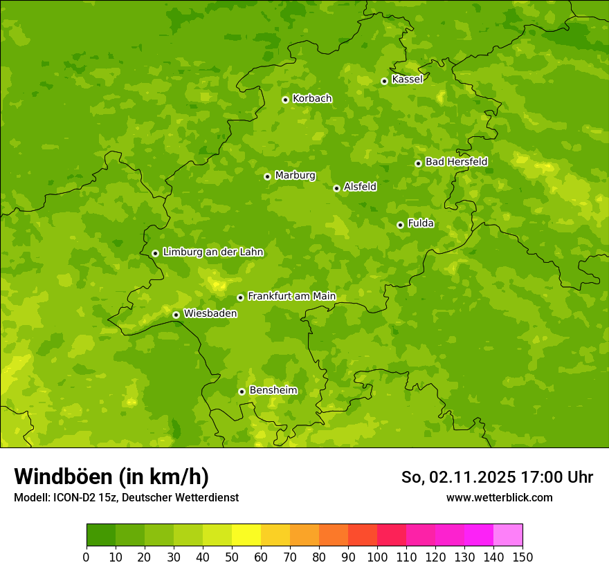 Modellkarten Windgeschwindigkeit