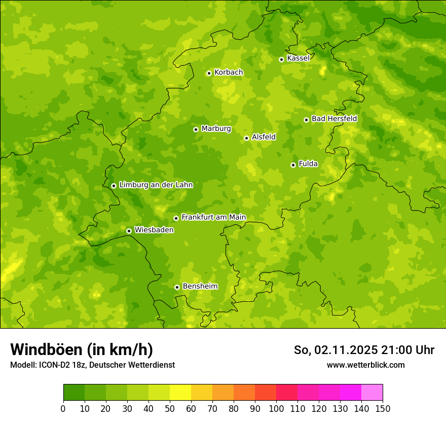 Modellkarten Windgeschwindigkeit