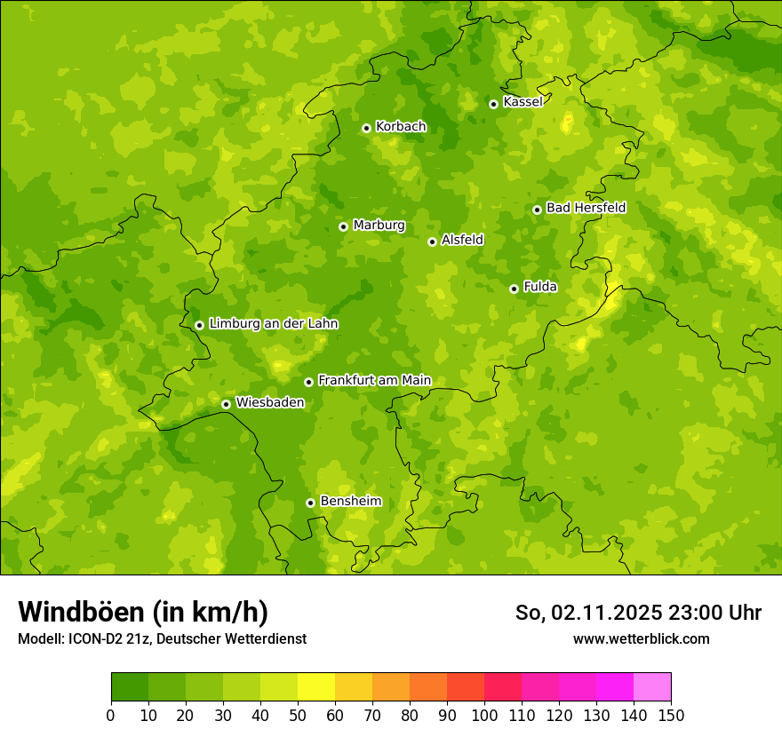 Modellkarten Windgeschwindigkeit