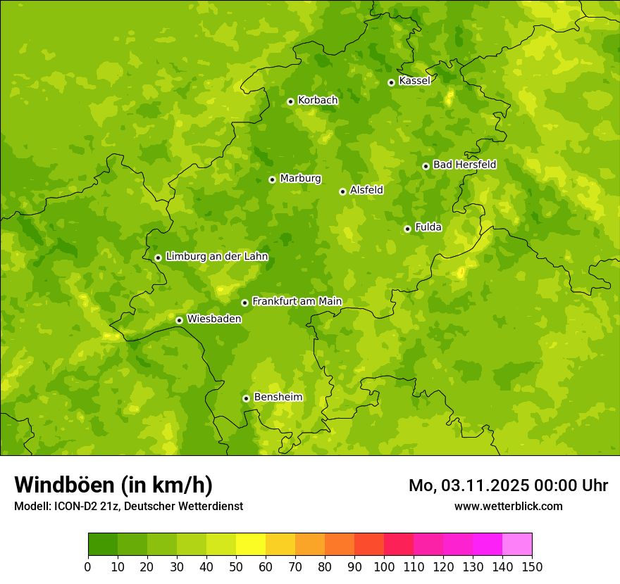 Modellkarten Windgeschwindigkeit
