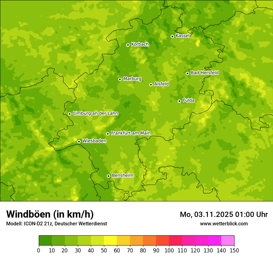 Modellkarten Windgeschwindigkeit