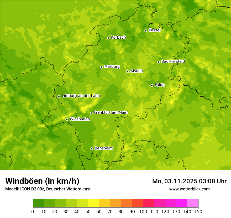 Modellkarten Windgeschwindigkeit