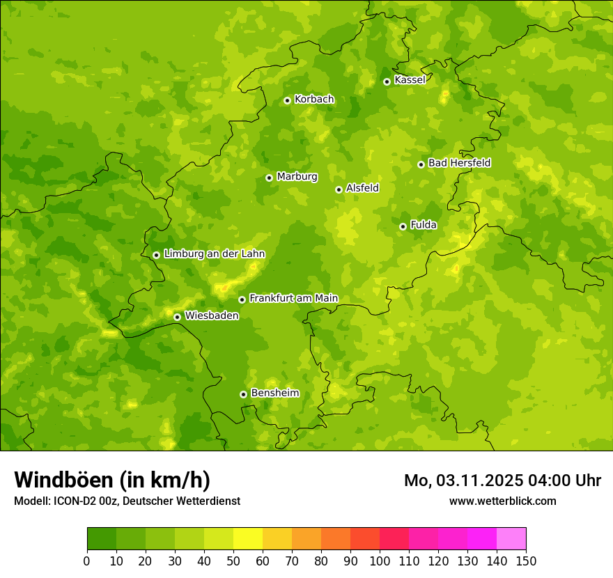 Modellkarten Windgeschwindigkeit