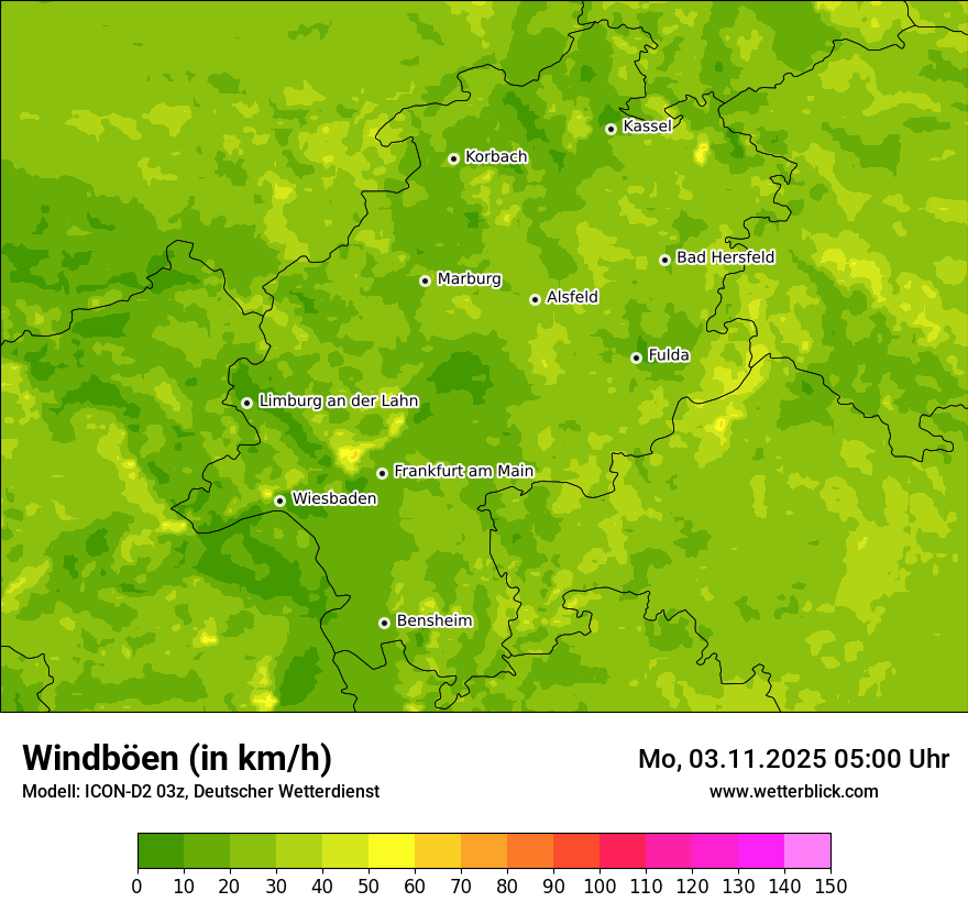 Modellkarten Windgeschwindigkeit