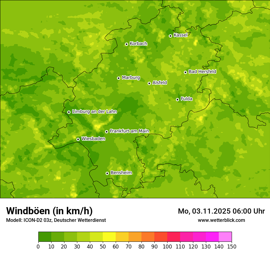Modellkarten Windgeschwindigkeit