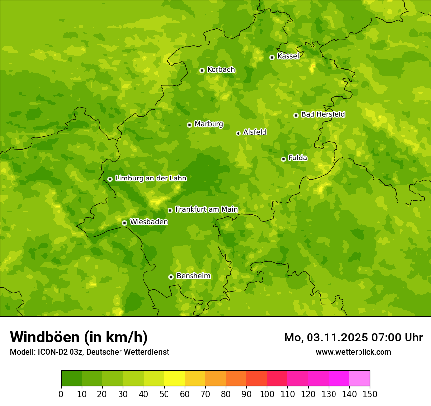 Modellkarten Windgeschwindigkeit