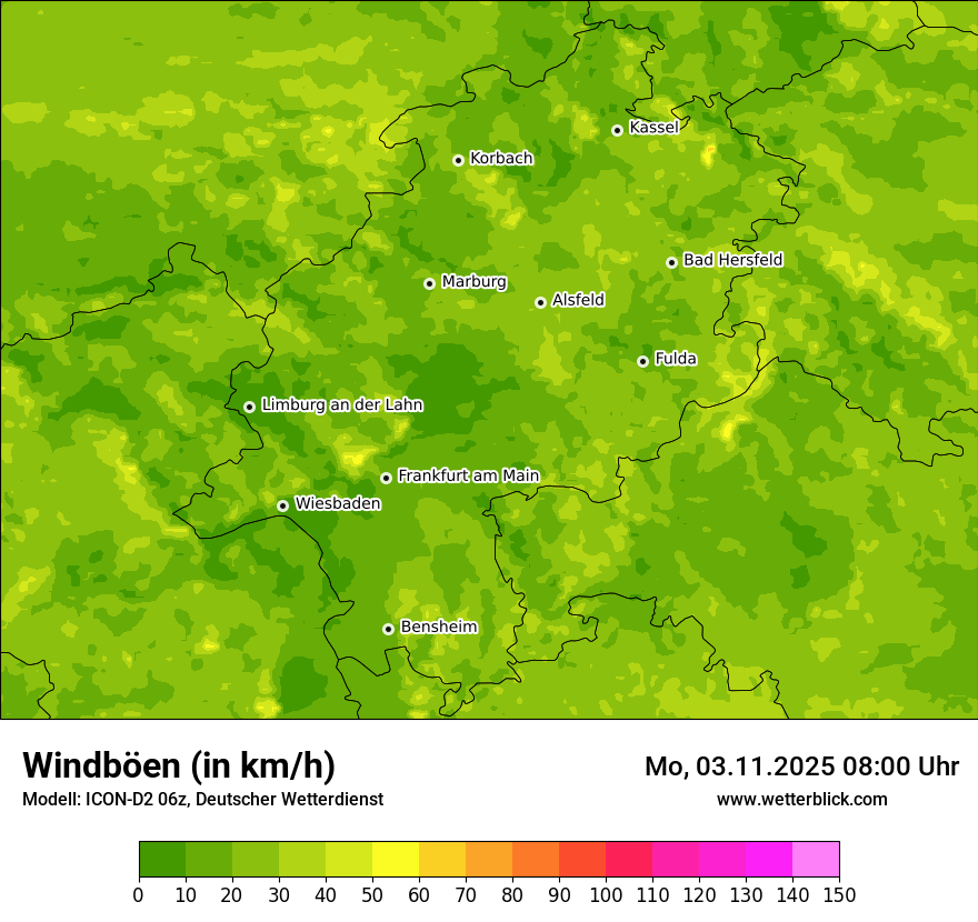 Modellkarten Windgeschwindigkeit