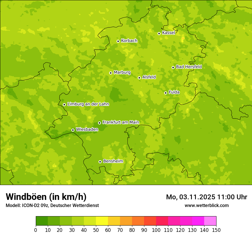 Modellkarten Windgeschwindigkeit