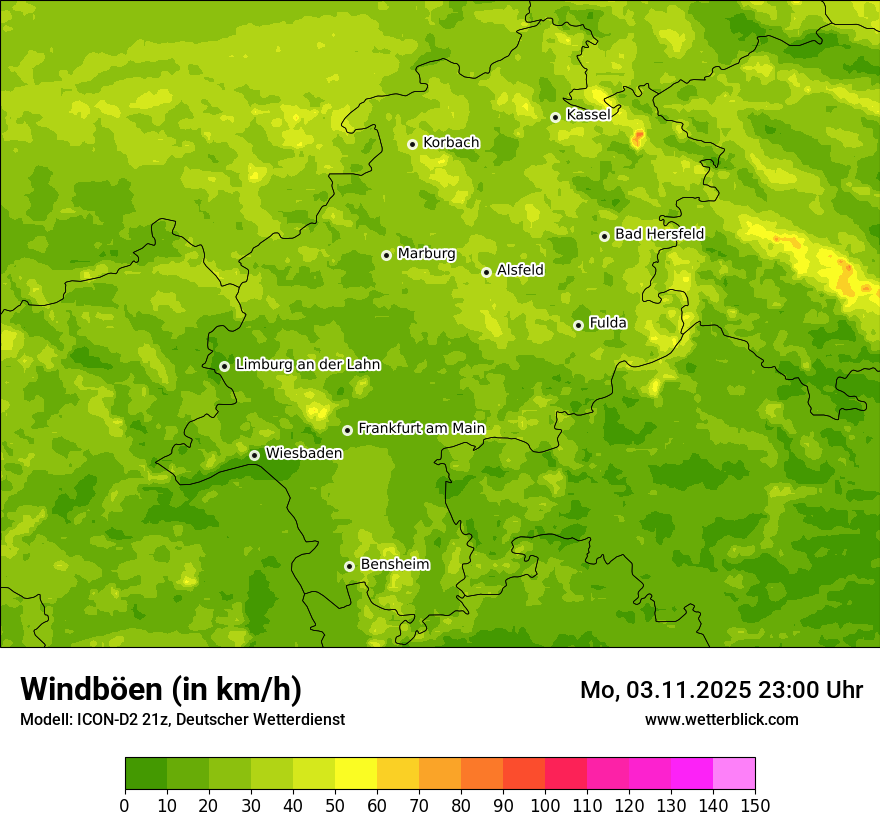 Modellkarten Windgeschwindigkeit