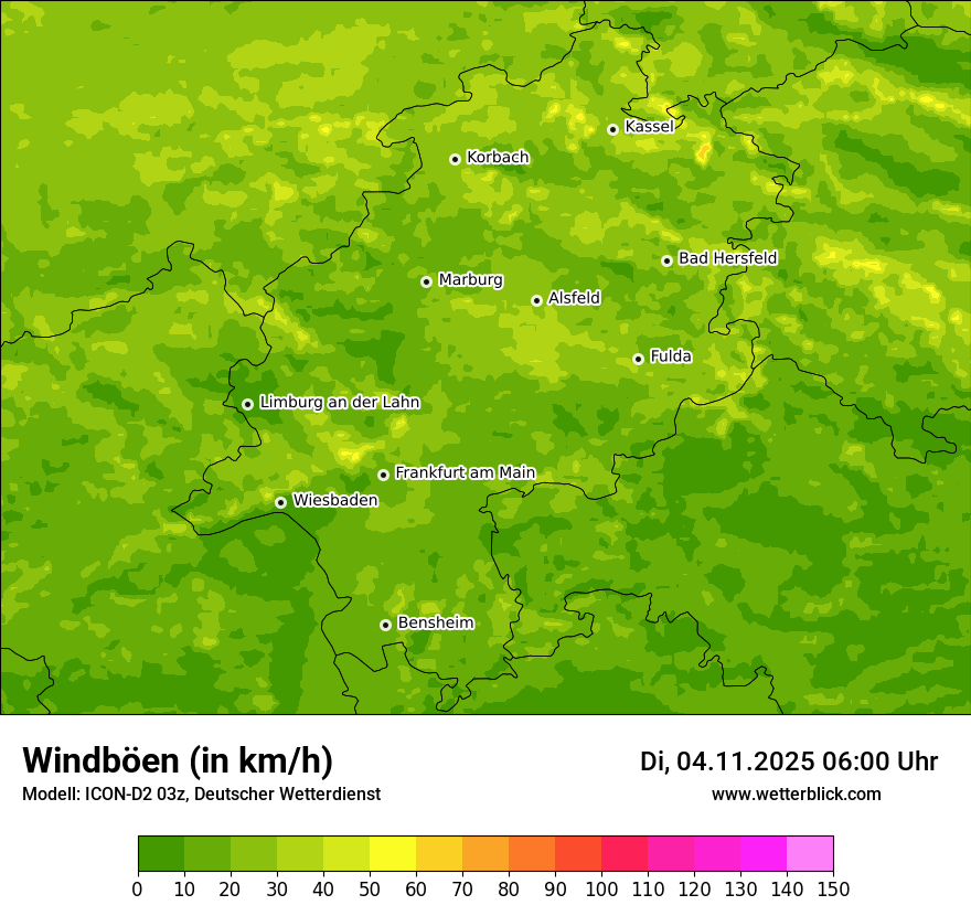 Modellkarten Windgeschwindigkeit