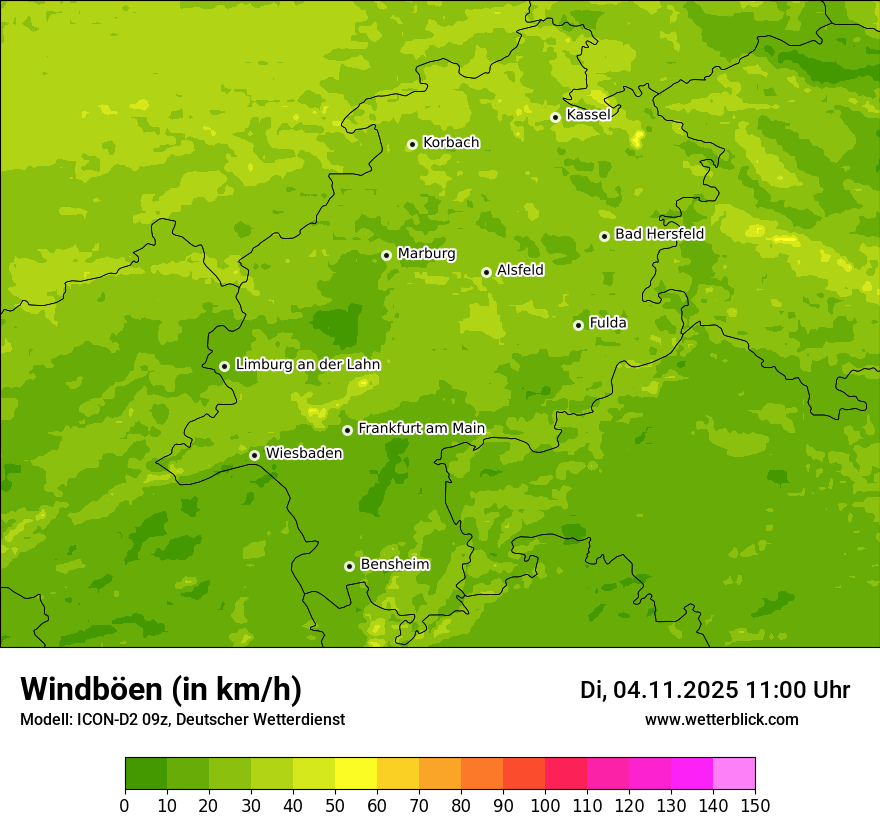 Modellkarten Windgeschwindigkeit