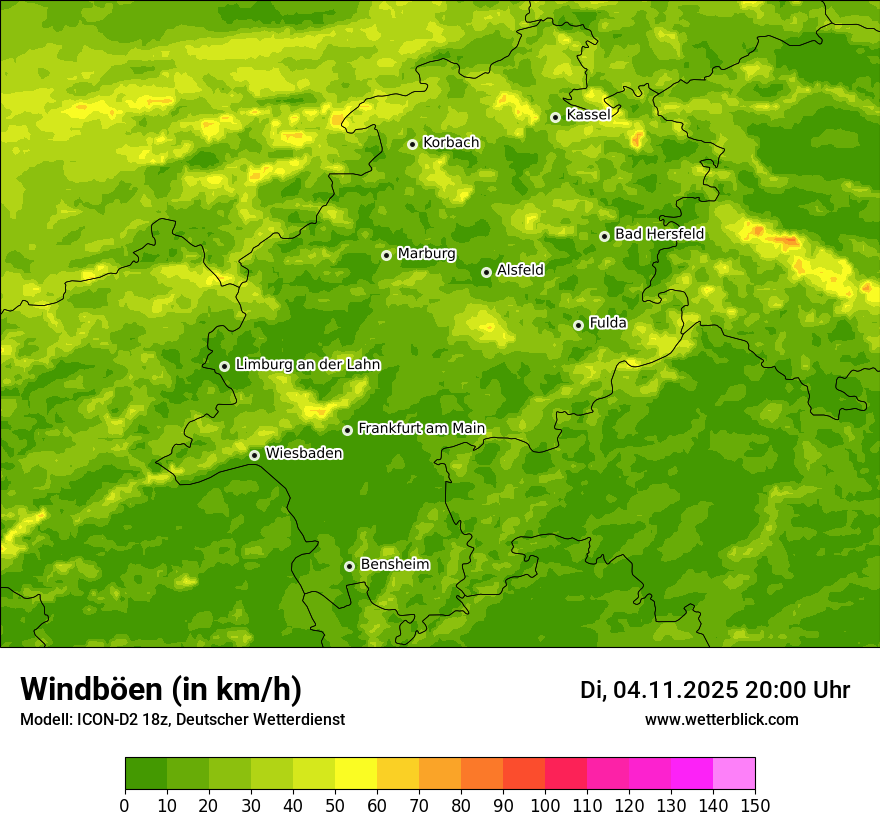 Modellkarten Windgeschwindigkeit
