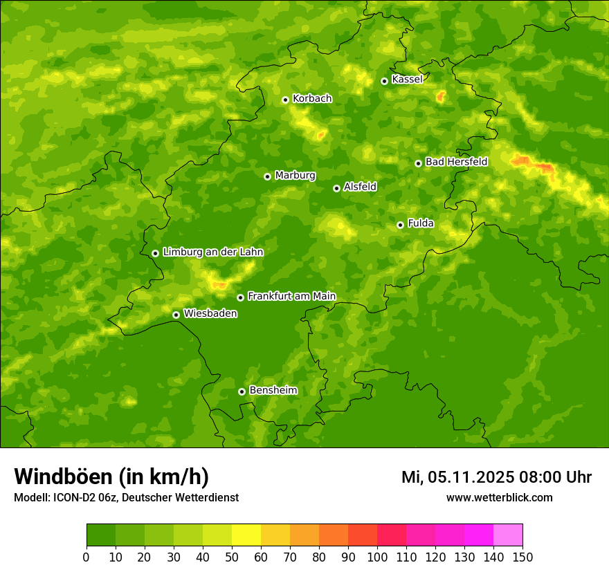 Modellkarten Windgeschwindigkeit