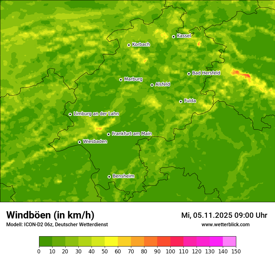 Modellkarten Windgeschwindigkeit