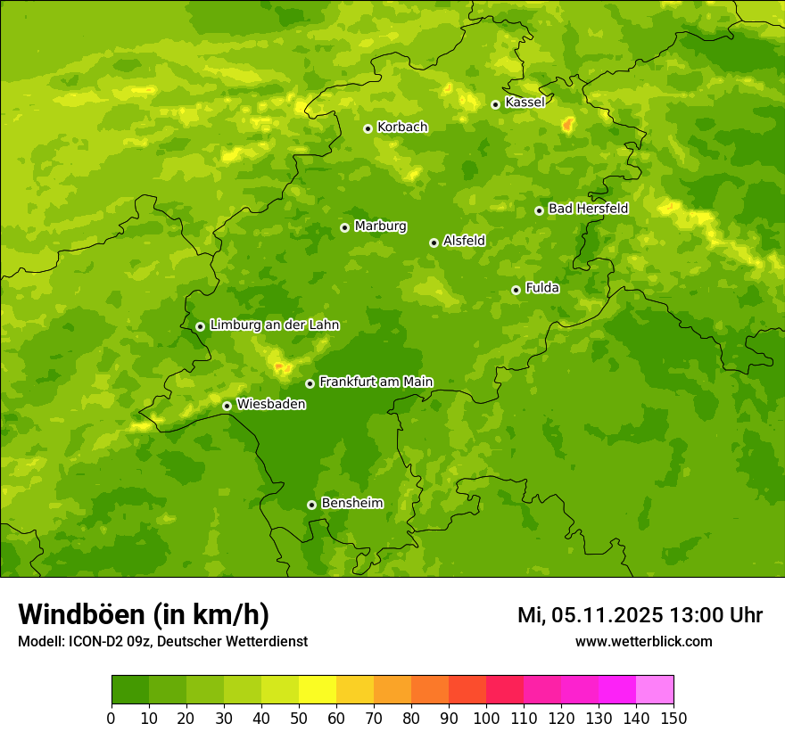 Modellkarten Windgeschwindigkeit