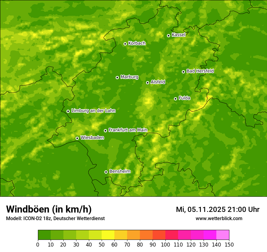 Modellkarten Windgeschwindigkeit
