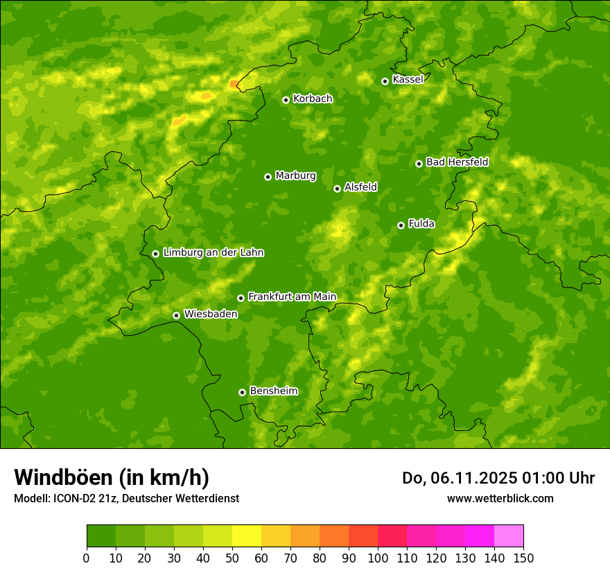 Modellkarten Windgeschwindigkeit