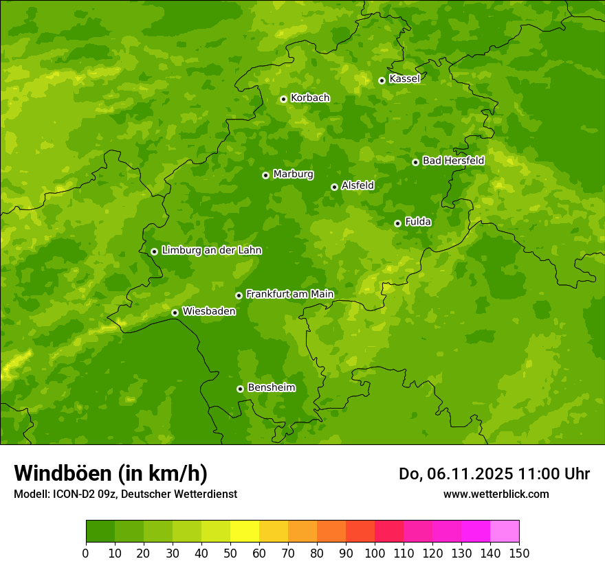 Modellkarten Windgeschwindigkeit