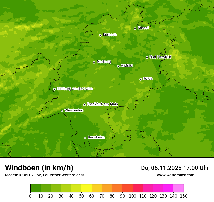 Modellkarten Windgeschwindigkeit