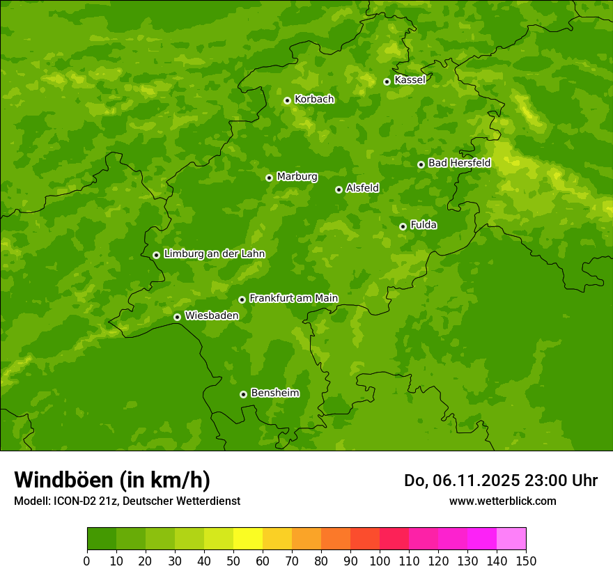 Modellkarten Windgeschwindigkeit