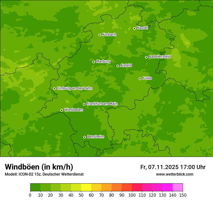 Modellkarten Windgeschwindigkeit