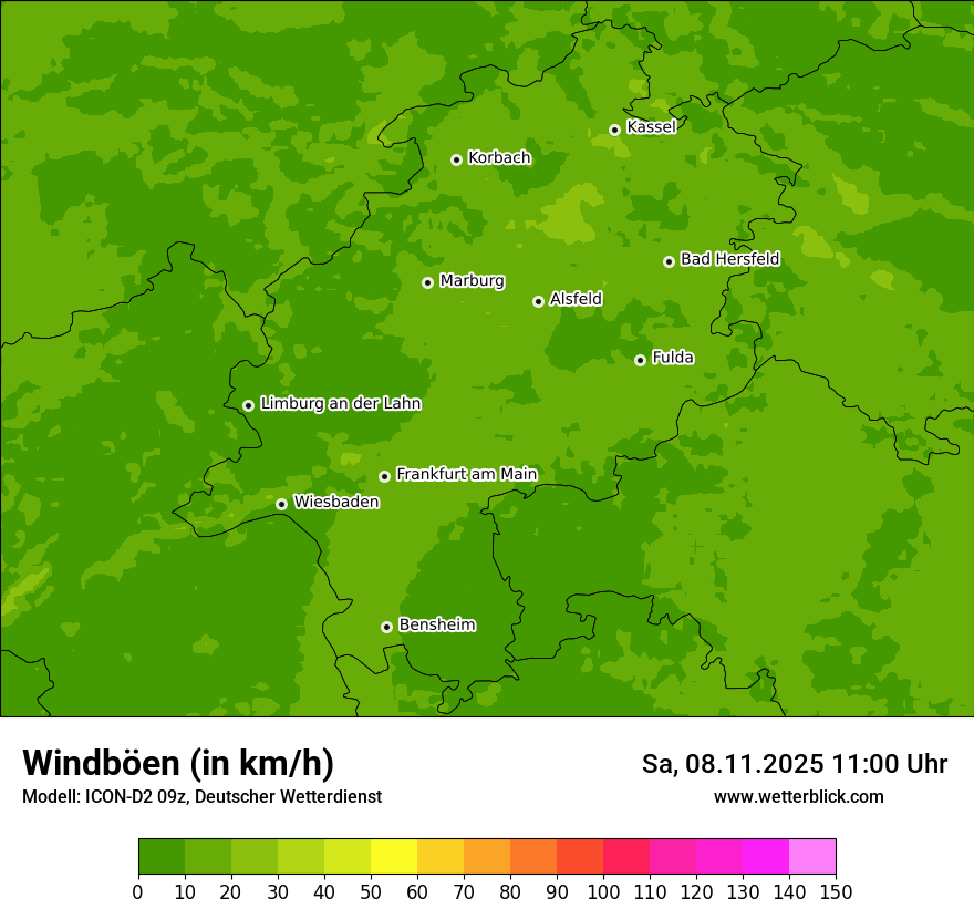 Modellkarten Windgeschwindigkeit
