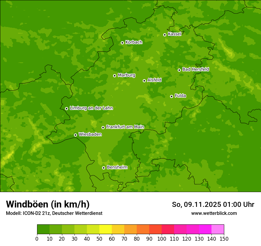 Modellkarten Windgeschwindigkeit