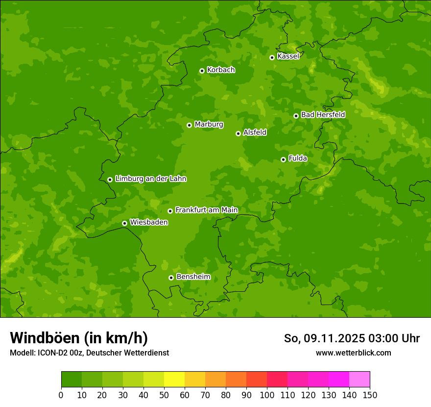 Modellkarten Windgeschwindigkeit