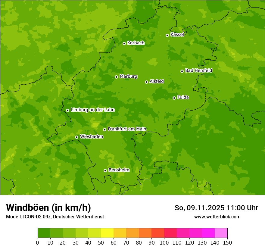 Modellkarten Windgeschwindigkeit