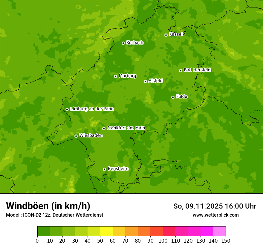 Modellkarten Windgeschwindigkeit