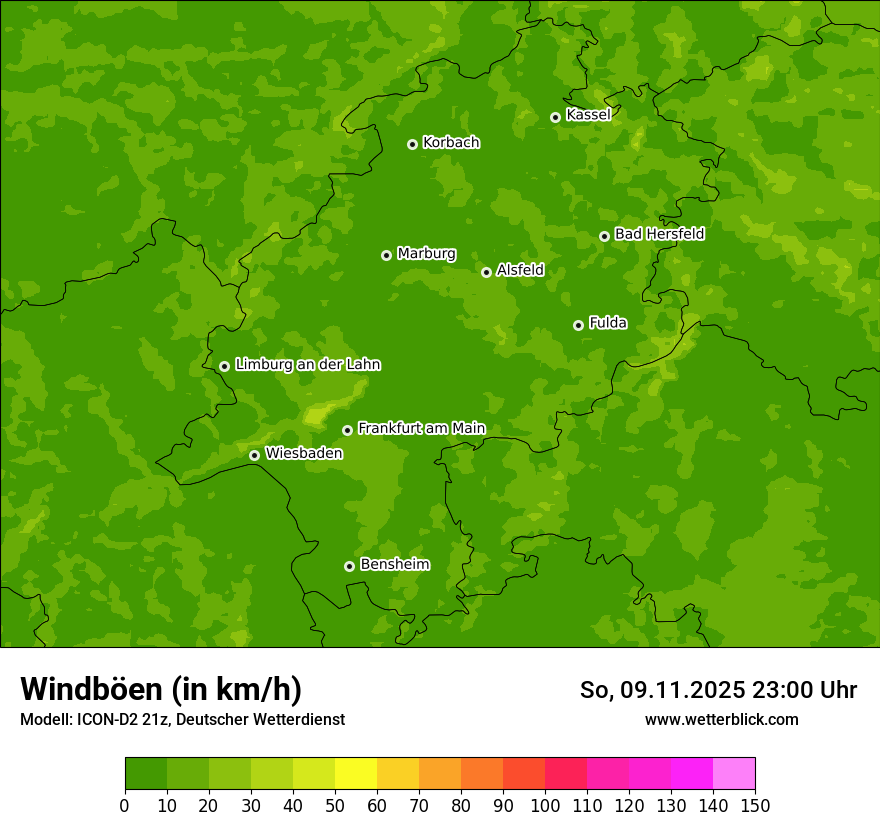 Modellkarten Windgeschwindigkeit