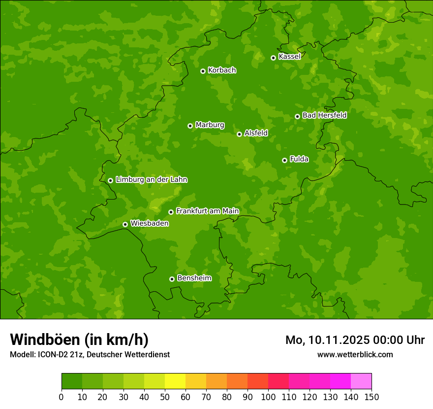 Modellkarten Windgeschwindigkeit