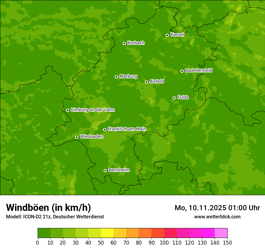 Modellkarten Windgeschwindigkeit