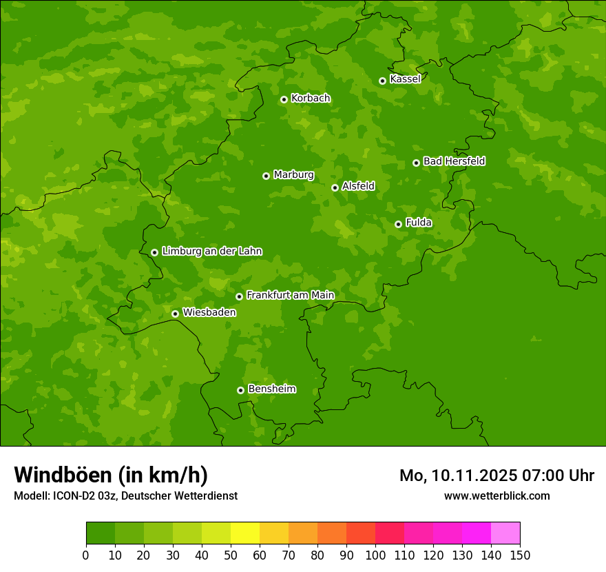 Modellkarten Windgeschwindigkeit