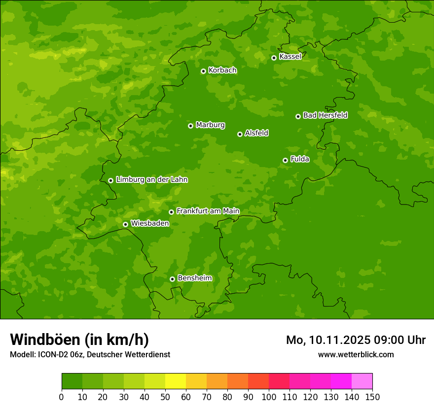 Modellkarten Windgeschwindigkeit
