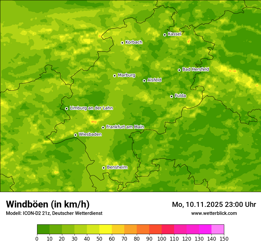Modellkarten Windgeschwindigkeit