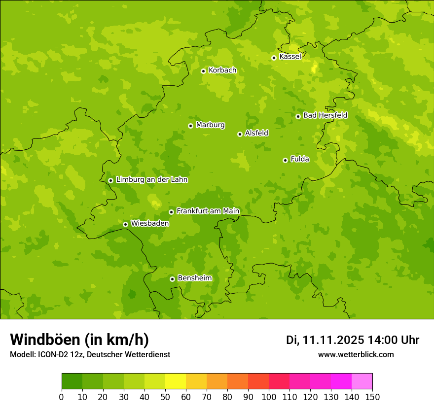 Modellkarten Windgeschwindigkeit