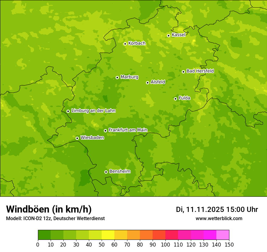 Modellkarten Windgeschwindigkeit